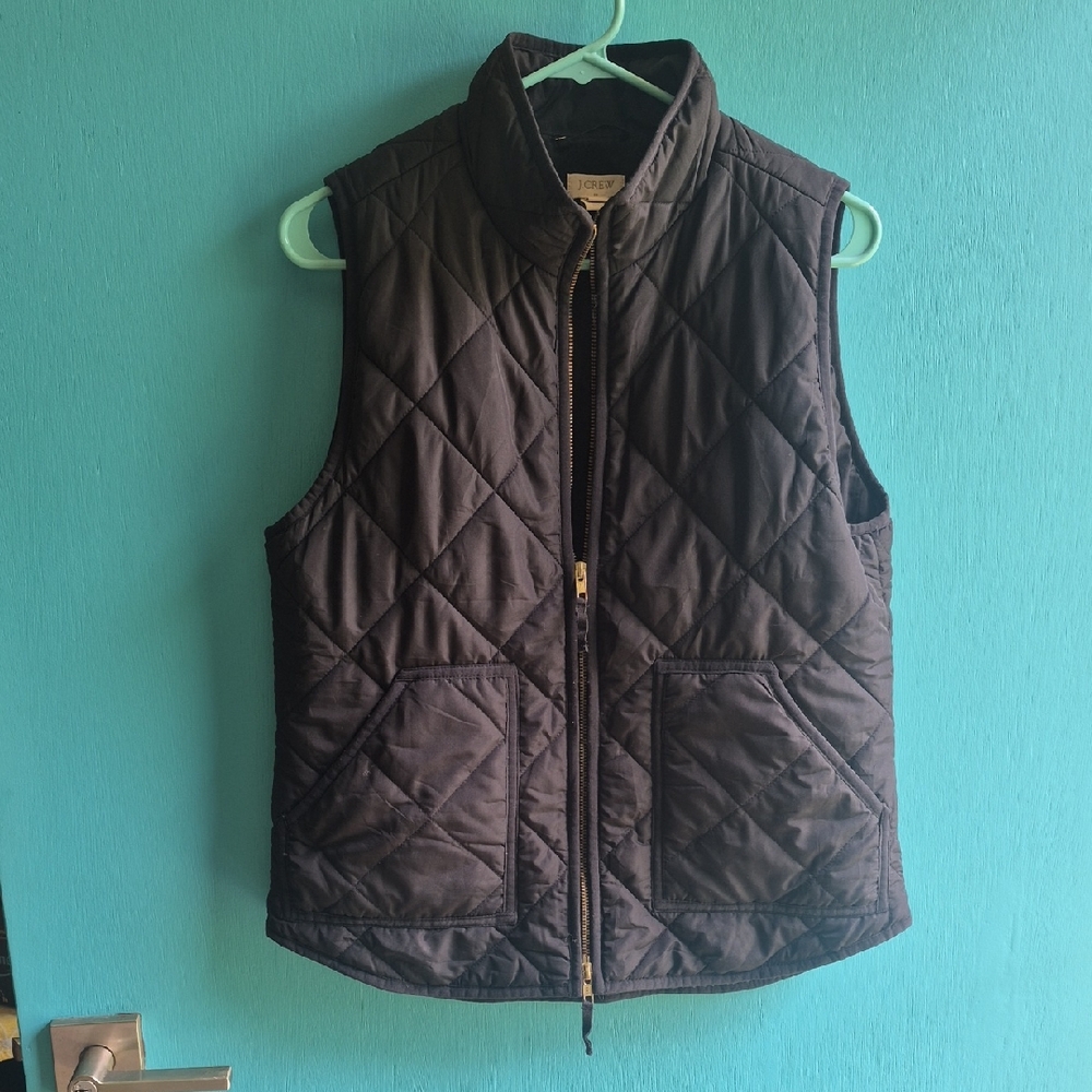 J Crew Womens Black Quilted Vest